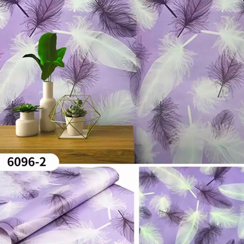 TERMURAH - Wallpaper Stiker Dinding Motif Merak Ungu Bahan PVC Tahan Air Dan Minyak Model 6096-2