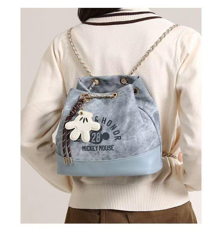 [HK Fashion  X Disney Mickey Koleksi Tas Bahu Wanita yang Dapat Beralih ke Tas Ransel - Tas Wanita Kapasitas Besar]