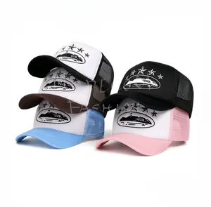 Topi Jaring Biru Pink Trucker Kalcer Style Skena Keren Hats Cap Cowok Cewek - Topi Distro Snapback Gaul Kece Anak Smk Sma Viral Pria Wanita Fashion Outfit