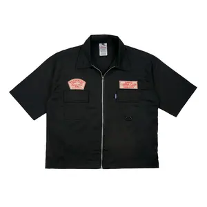 Lawna - Workshirt Boxy Zipper Roadfiels  Cream Black