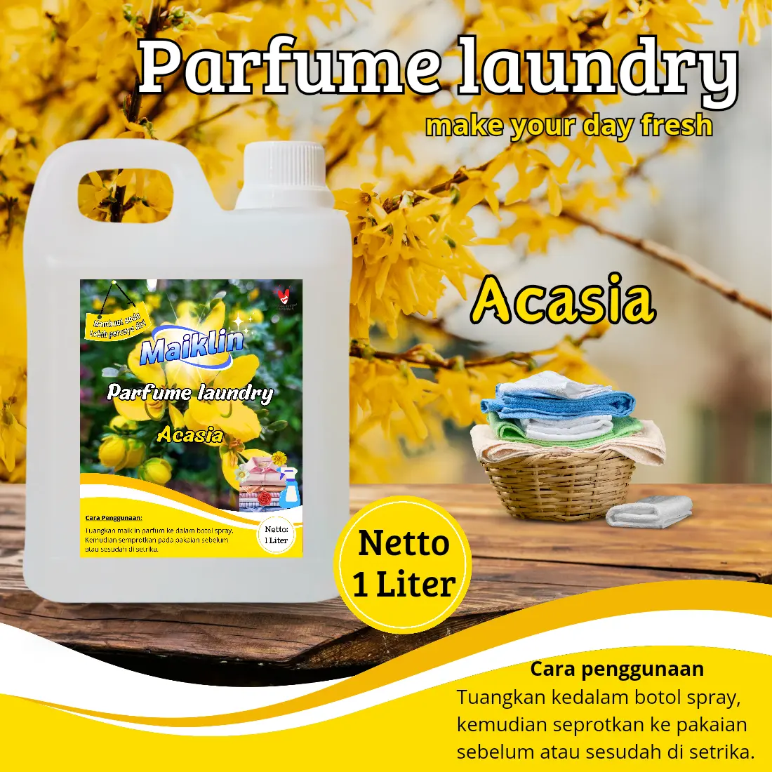 Parfum laundry tahan lama aroma akasia 1 liter | parfum laundry akasia | parfum laundry wangi tahan lama aroma akasia 1 liter | pengharum pelicin pakaian