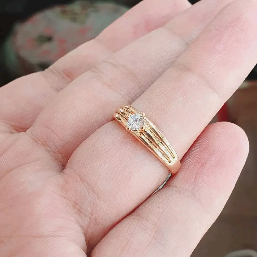Cincin Polos Mode Mata Satu Warna Rose Gold Rings