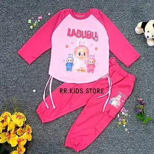 Baju Setelan Anak Perempuan Viral / Serut Labubu Setelan Anak Bahan Babyterry 1-11 Tahun