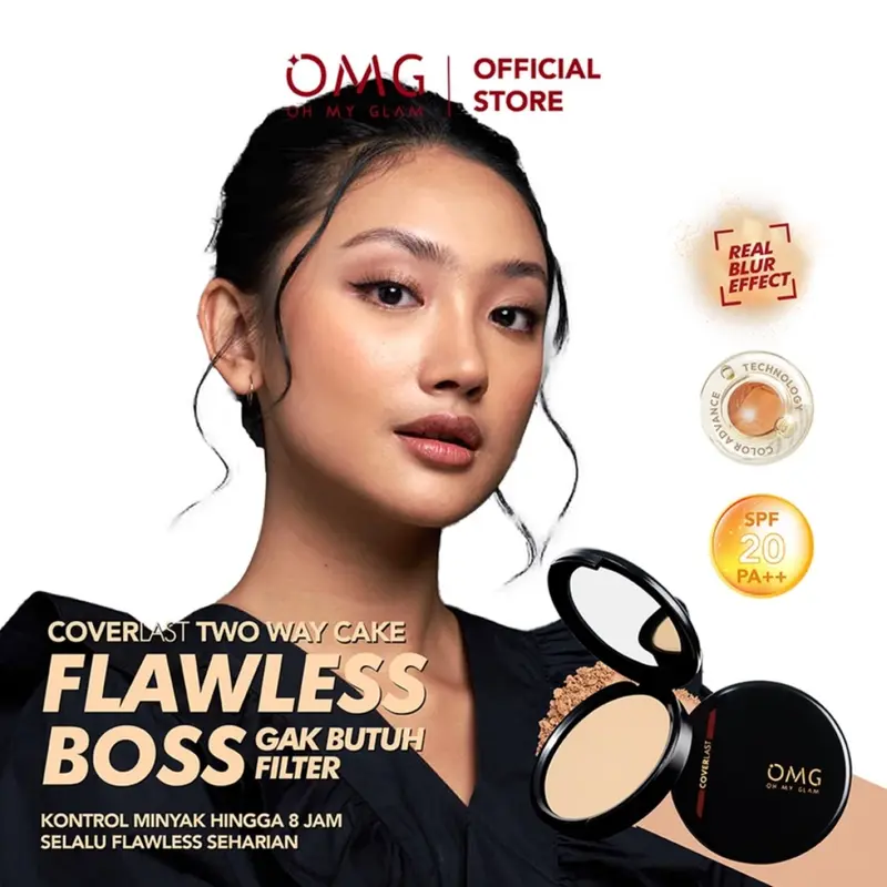 OMG Oh My Glam Coverlast Two Way Cake - Real blur effect 12 g - Bedak Padat Kontrol Minyak Hingga 8 Jam 3