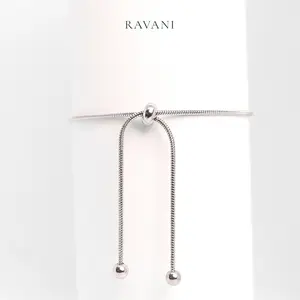 Ravani Indonesia Kinanti Bracelet - Gelang Stainless Steel Silver Adjustable Simple Tahan Karat