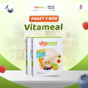 [PAKET 2 BOX] VITAMEAL - Sereal Makanan Nutrisi Sehat, Rendah Gula, Rendah Kalori, Tinggi Serat & Antioksidan - Sumber Protein, Kalsium, Vitamin & Mineral - Pengganti Sarapan Oat Food Granola Oatmeal Susu Cereal Meal - Diabetes Friendly