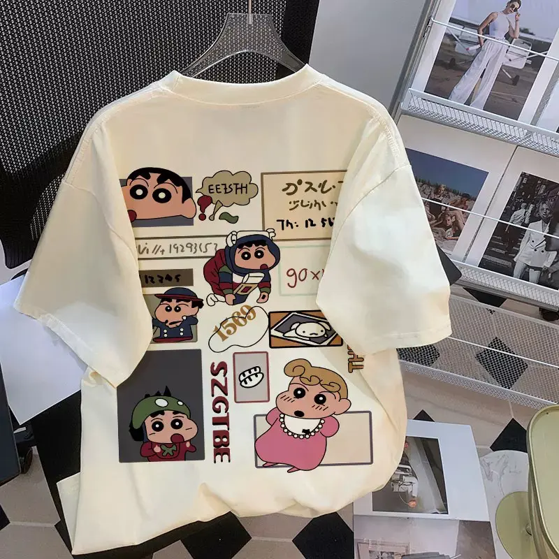 (7 warna)k038 LYBH T-shirt Oversize Hitam Washed Wanita Pria Model Regular Unisex Cotton Cartoon Pattern Lucu Kaos Putih Wanita Hitam Muda Panjang Katun Pendek