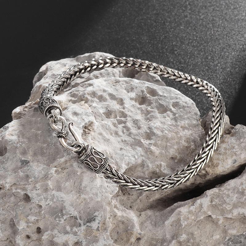 Product Introduction of Men's Vintage Stainless Steel Bracelet, Silver Versatile Bracelet, Casual Clothing Matching, Men's Personalized Present, New Product on shelves! High cost-effective jewelry, hot selling product!Hip Hop! alhambra  bracelet 2