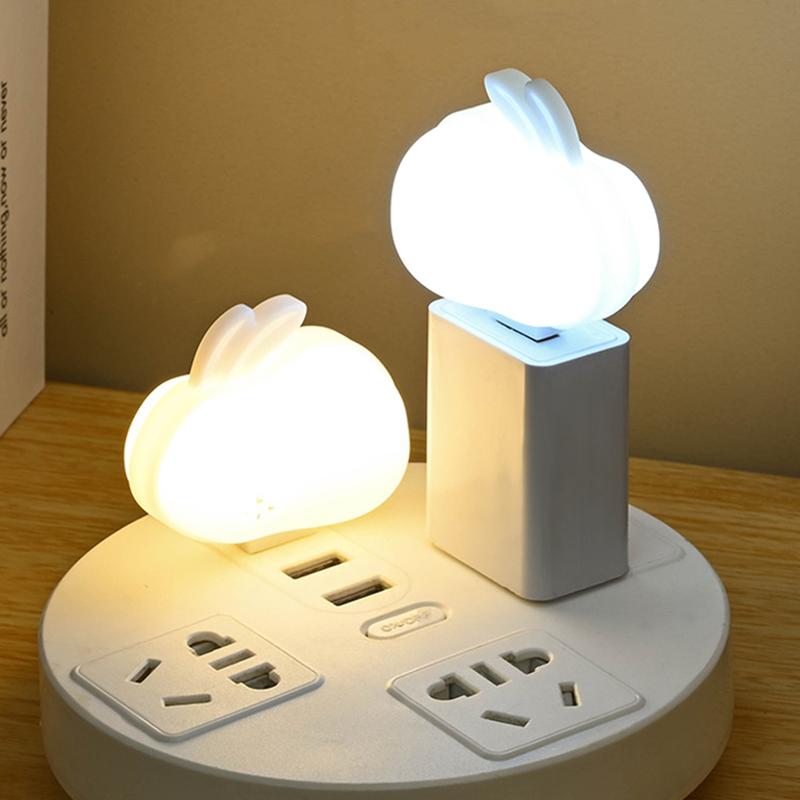 Đèn ngủ LED, đèn ngủ LED cắm là dùng, độ sáng thân thiện với mắt, có chế độ ánh sáng ấm hoặc ánh sáng trắng, thiết kế thỏ dễ thương
