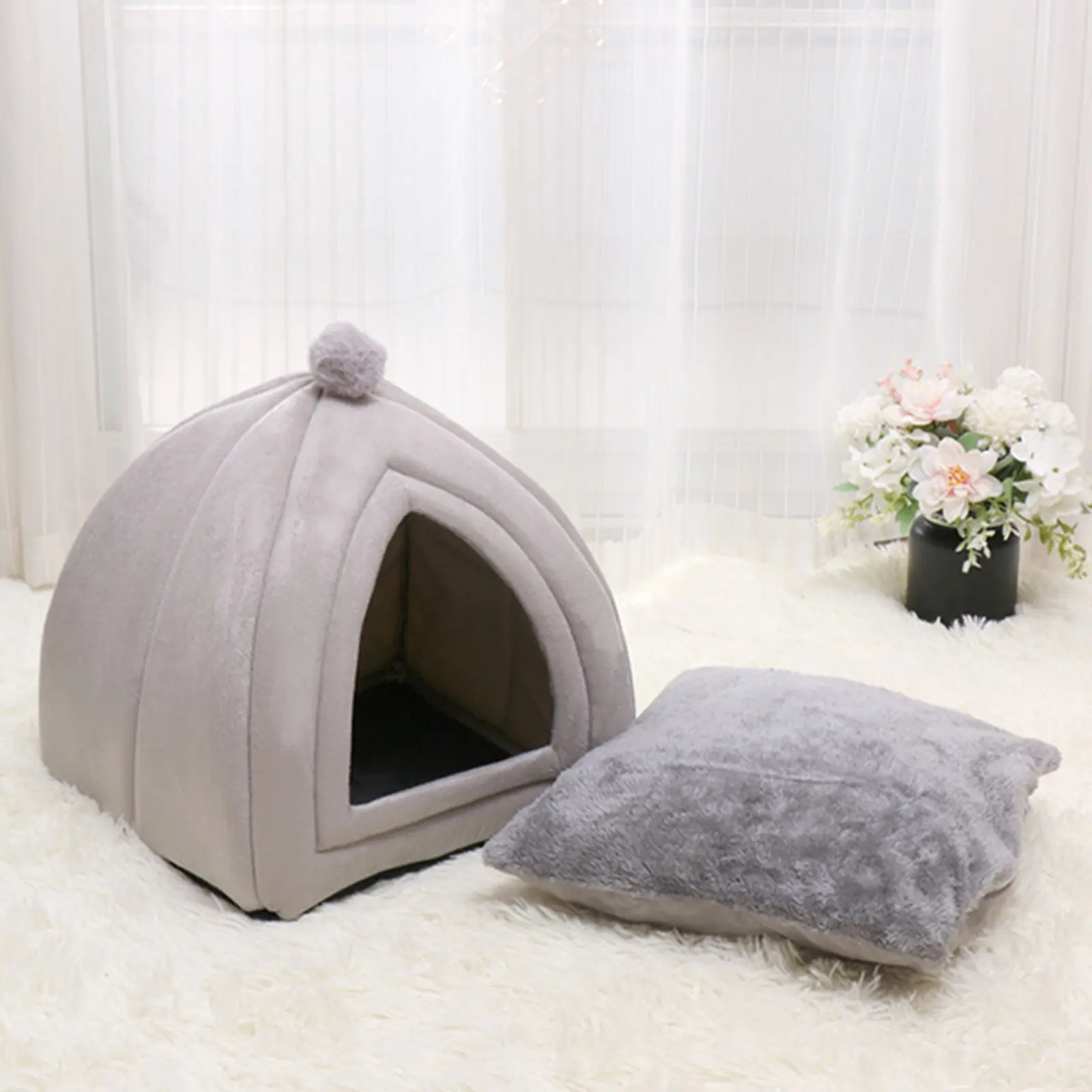 Nhà cho mèo Cầm Tay Kén ngủ cho mèo, ổ thoải mái đệm ấm, có thể giặt được, chất liệu Nhồi Bông thích hợp cho mèo và chó con vào mùa đông, sử dụng trong nhà, đệm cho chó Con nhỏ, đệm giường ấm, có thể được sử dụng làm lồng cho chó