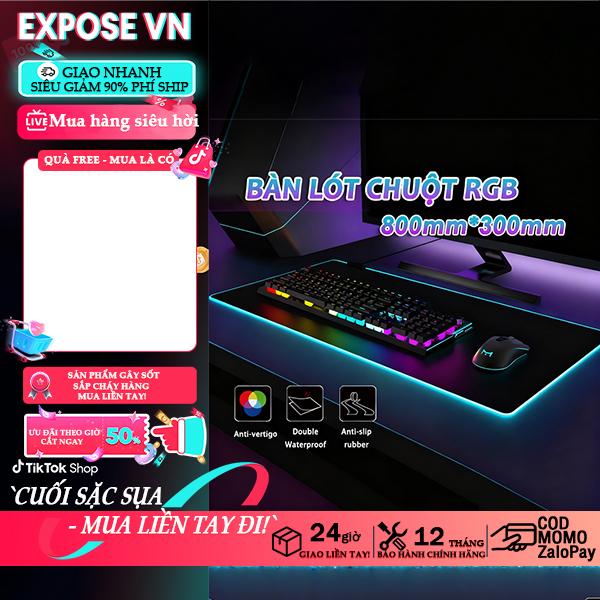 Miếng Lót Bàn Phím Led Rgb Đa Màu Sắc Động Chống Nước Chống Trượt Kích Thước 80x30cm Thảm Chuột Gaming Cỡ Lớn 800x300mm