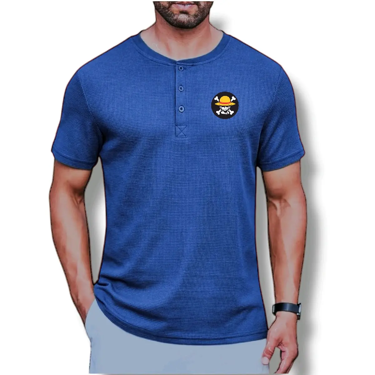 KAOS KANCING WAFFLE PREMIUM LENGAN PENDEK PRIA KEKINIAN Oblong