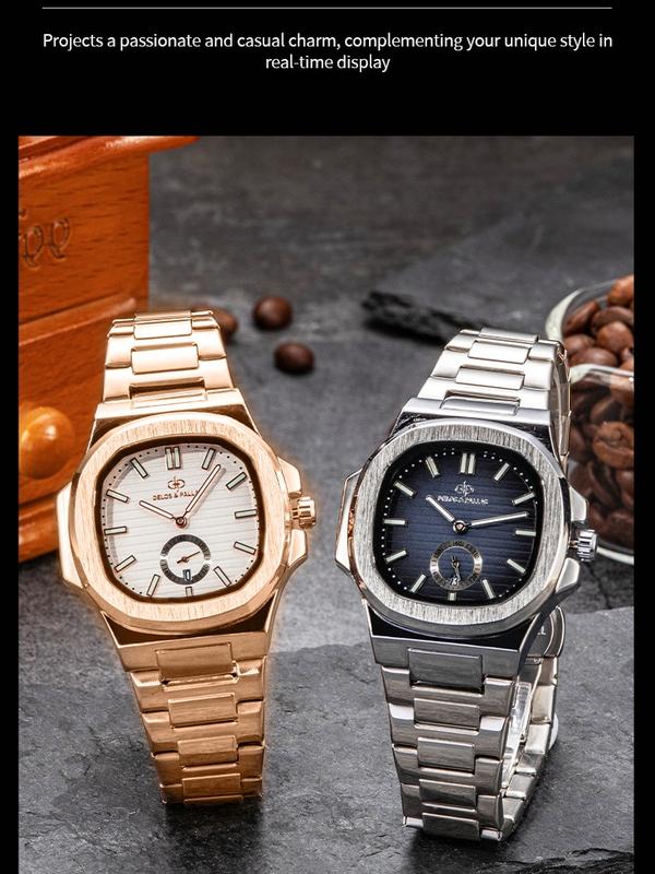 Thụy Sĩ DELOS & PALLAS - Đồng hồ nam S0066 – Thiết kế kiểu Nautilus chống nước 3ATM dạ quang lớp mạ IP phong cách doanh nhân trưởng thành đơn giản và tinh tế SHOP VN-2