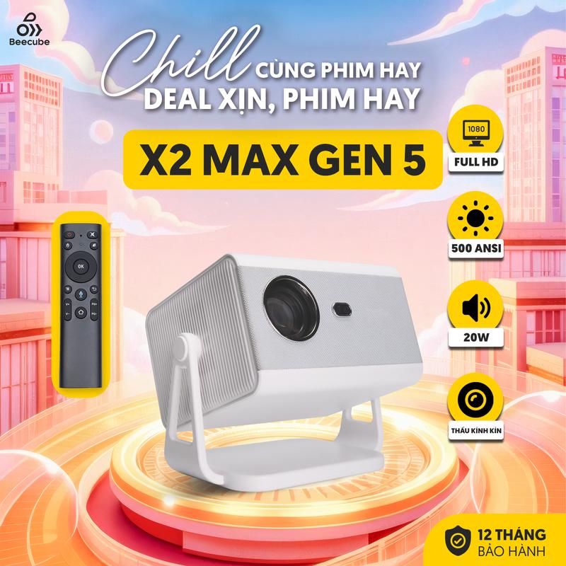 FLASH SALE Máy Chiếu Mini Cao Cấp Beecube X2 Max Gen 5 - Full HD Hỗ Trợ 4K - Bảo Hành 1 Đổi 1 Trong 12 Tháng Máy Chiếu Tích Hợp Âm Thanh Độ Sáng Cao