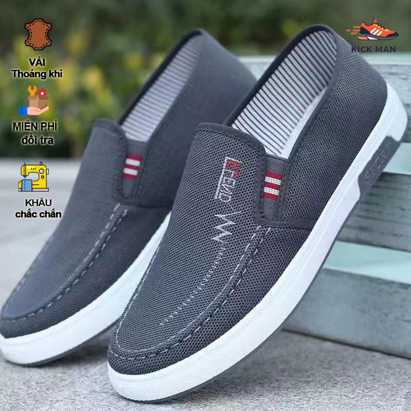Giày Lười Nam hotrend 2025 Giày vải nam KICK MAN Đế Mềm Thoáng Mát Phong Cách Tối Giản Dễ Phối Đồ Giày Sneaker Nam giày lip-on shose
