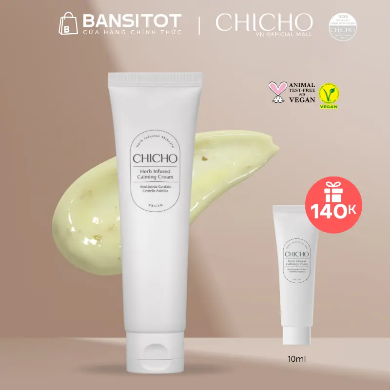 Kem dưỡng dịu da thảo mộc thuần chay CHICHO Calming Cream Làm 70ml Đẹp Da - Skincare Nữ 0