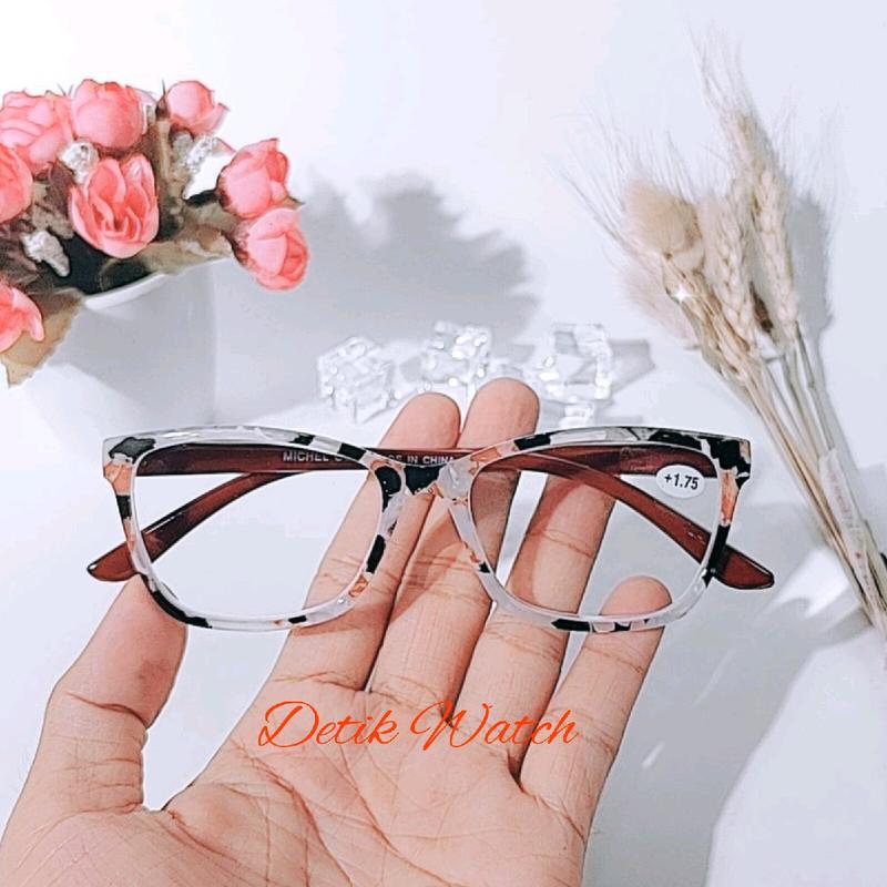Kacamata Baca Kacamata Plus Frame Kotak Leopard Putih ZZ455D-T Lensa Free Box dan Kain Lap 2
