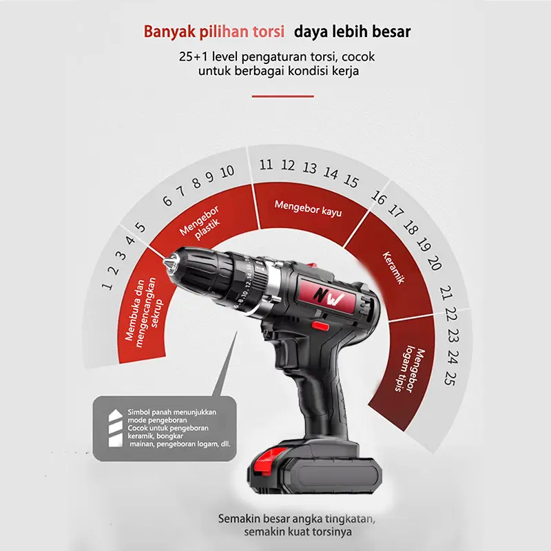 Mesin Bor Impact Drill 299V Baterai Tangan Cordless Drill Battery impact drill Cordless Electric Bor Tangan Listrik 7
