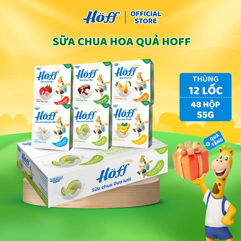 Mới Sữa Chua trái cây Hoff 6 vị trái cây 1 thùng 12 lốc 48 hộp x 55g