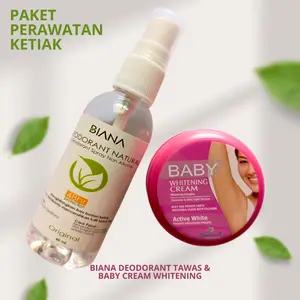 Paket Perawatan ketiak Putih Biana Deodorant Tawas Spray 60ml non alkohol dan Baby Whitening Cream