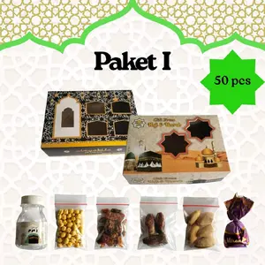 Paket Oleh-Oleh Haji dan Umroh isi 50 paket kemasan dus kotak hampers souvenir makanan khas arab Gift Food Snacks