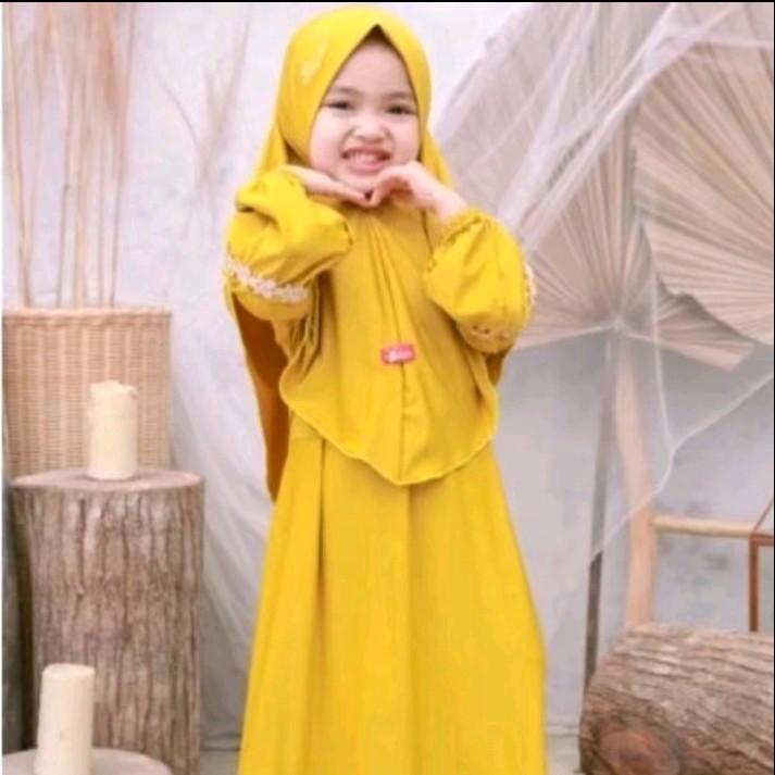 gamis anak shahia oneset renda bunga 3