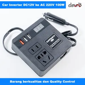 Elektrik Mobil - Car Power Inverter 12V / 24V ke 220V 100W - 3 USB Port - Car Inverter - Taffware EA851 Adaptor Charger