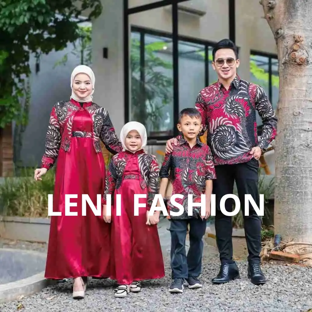 Couple Keluarga Batik Puser Merah Ayah Ibu Anak Katun Mix Velvet Sarimbit Pasangan