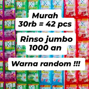 Promo 42 Pcs Rinso Cair Jumbo Kemasan 1000 An Warna Random - Detergen Cair untuk Rumah Tangga - Pembersih, Cairan