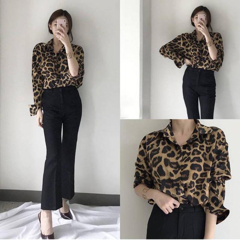 kemeja leopard jumbo / kemeja leopard LD 120 / kemeja leopard oversize Baju  Rayon Panjang 3