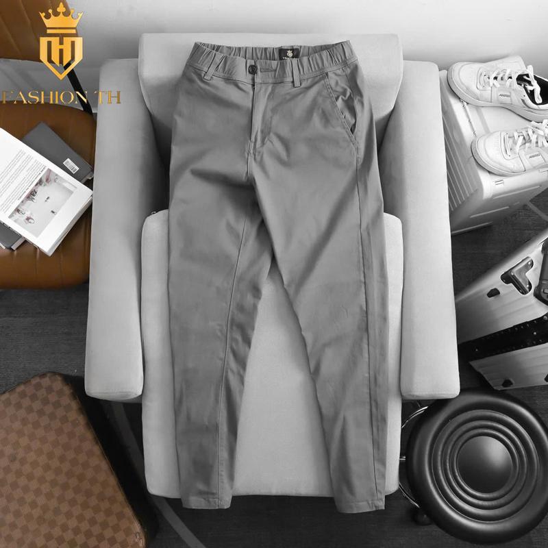 Quần kaki có khóa kéo THFashion X01 [FREESHIP]  chất kaki co giãn nhẹ dày mềm màu đen xám rêu kem size 28 29 30 31 32 33 34 35 36 Nam Sport