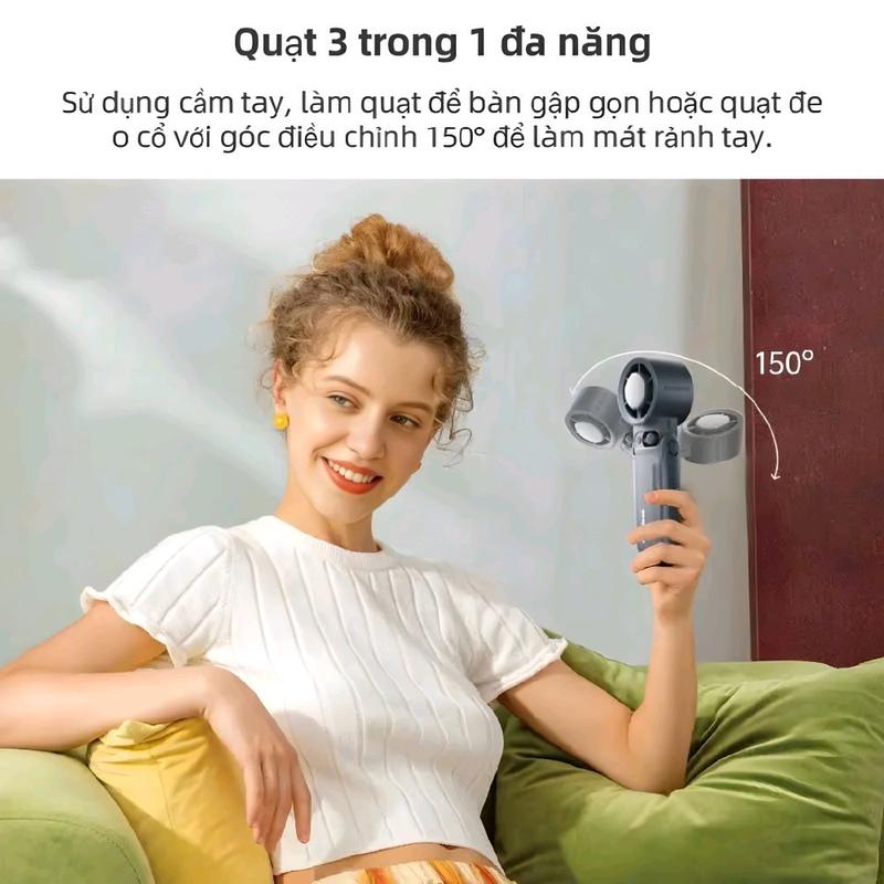 Quạt tích điện cầm tay mini GS A1 PRO (A228) -  chức năng sò lạnh, gió mạnh 7.5m/s, pin 6000mAh, bảo hành 3 tháng 1
