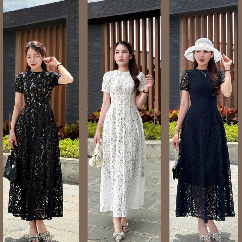 MOLLY - Đầm Ren 2 Lớp Dự Tiệc Cổ Tròn Tùng Xoè Dáng Dài Sang Trọng Chất Ren Chỉ Cotton Dày Dặn Mềm Mại Co Giãn Nhẹ - Women Dress