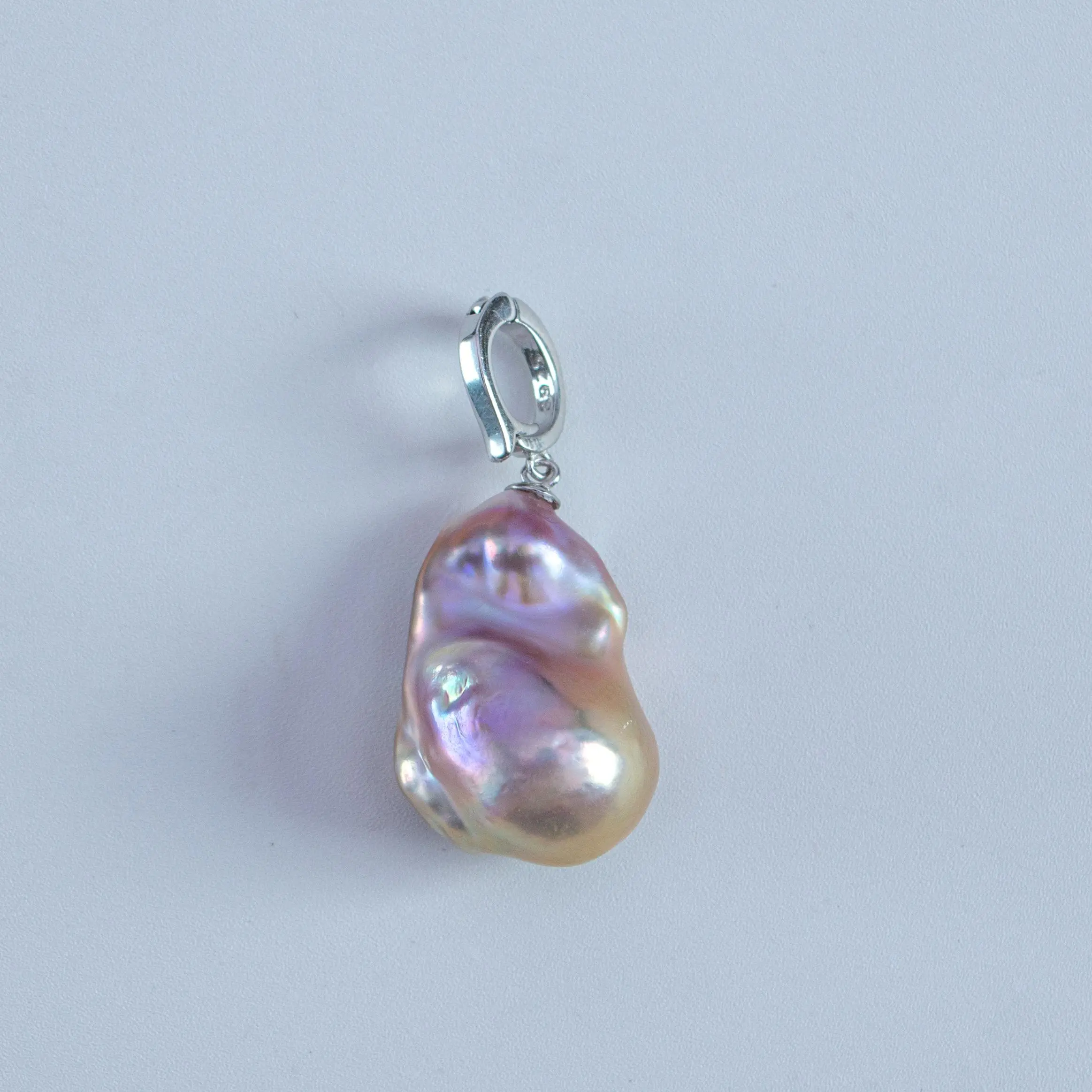 Shui Yu Freshwater Pearl Aurora Purple Baroque Pearl Pendant 19-20mm S925 Silver ZH13294