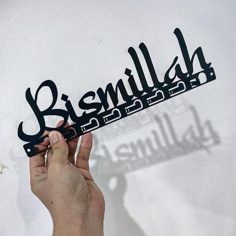 Pemegang Kunci Islam, Bahan Besi, Hiasan Rumah, Reka Bentuk Bismillah ...