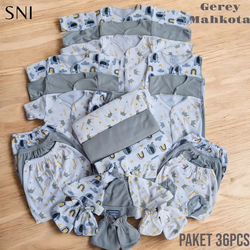 Paket Brojol SNI Baju Bayi Baru Lahir 36pcs (SNI) Untuk Usia 0-3 Bulan-Newborn,tidur Parsel Katun 5