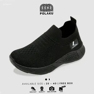 PLK Shotaro FREE BOX SIZE 25-40 LV0438 Sepatu Sekolah Anak SD Sepatu Slip On Anak Hitam Tanpa Tali | Fashion Item
