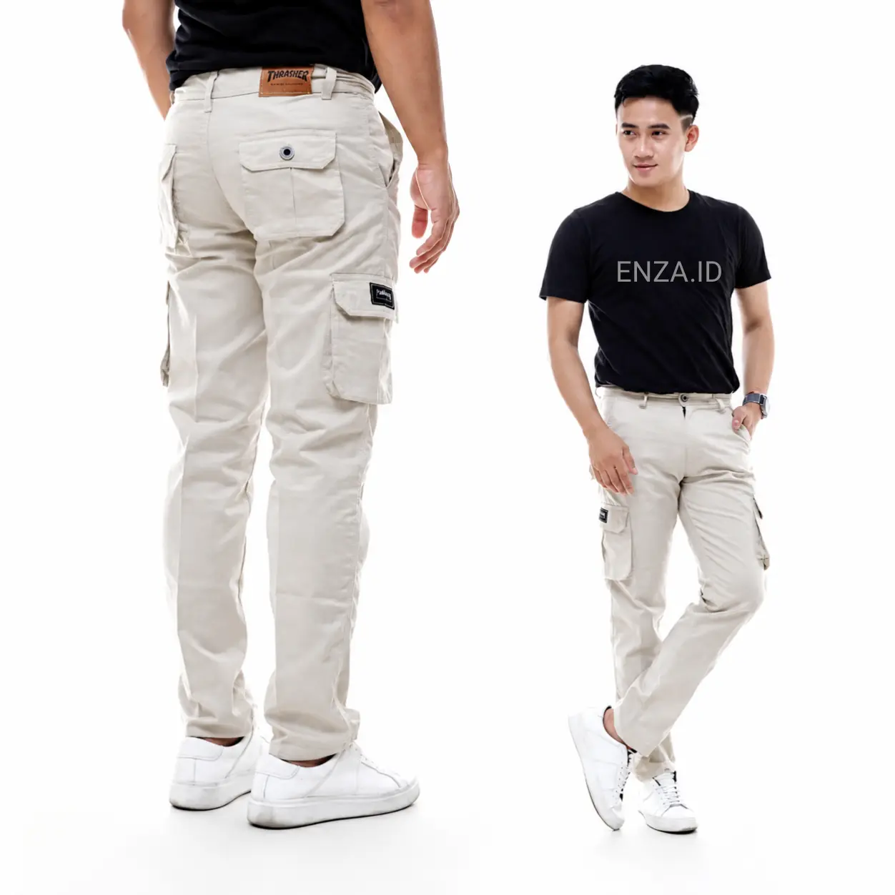 CELANA CARGO PANJANG PRIA DEWASA PREMIUM SLIMFIT KATUN NON STRETCH SANTAI CASUAL Abu Army Hitam Mocca Tebal
