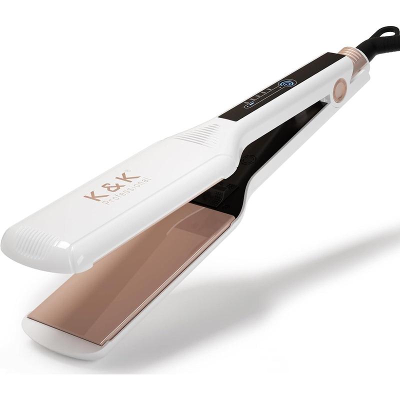 Máy duỗi tóc K&K 2.25 inch, duỗi thẳng từ tóc ướt, máy ép tóc Shine Therapy| Máy duỗi tóc chuyên nghiệp, bản rộng, tấm nhiệt phủ gốm tourmaline 3D, điện áp kép.