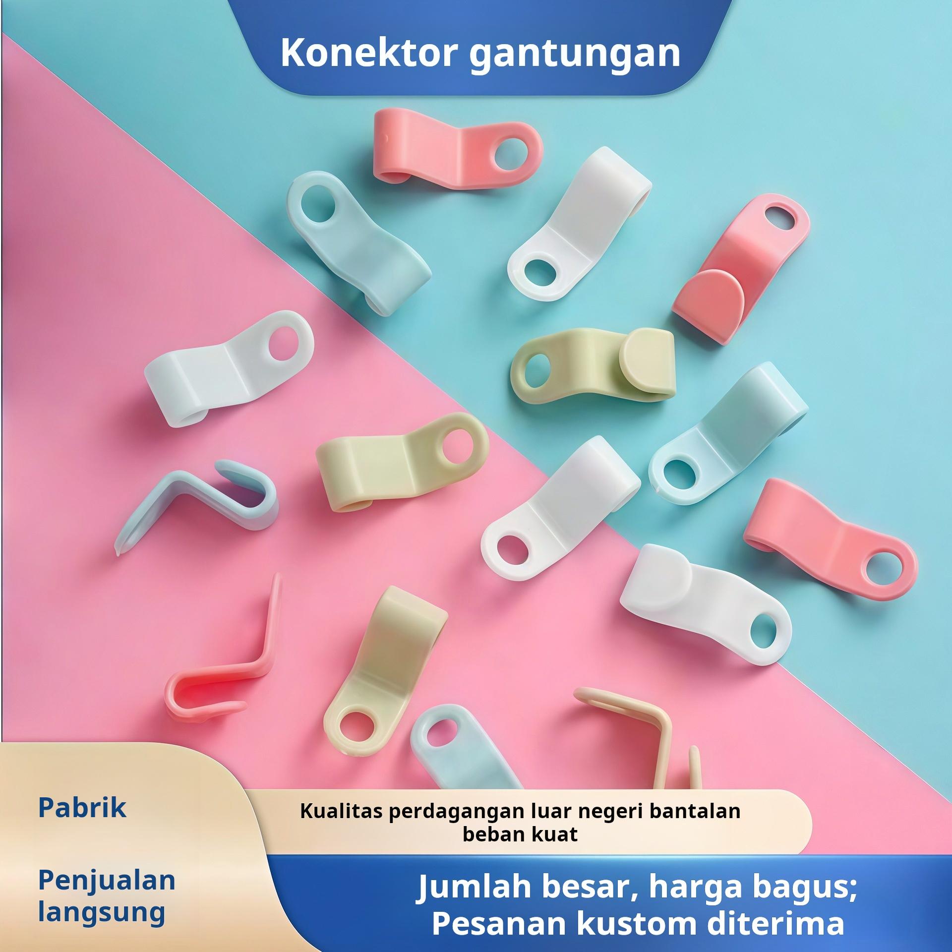 Gantungan baju tebal dengan kombinasi kait tanpa perlu mengebor, rak gantung multi-lapisan untuk penyimpanan dan penghematan ruang.