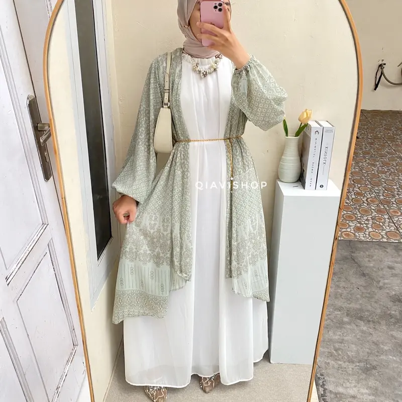 SAFIR MAXI DRESS - GAMIS CERUTTY 2IN1 INNER + OUTER + BELT MEWAH PREMIUM BUTIK BERKUALITAS GAMIS Cantik Nyaman Muslim Wanita Diamond 1