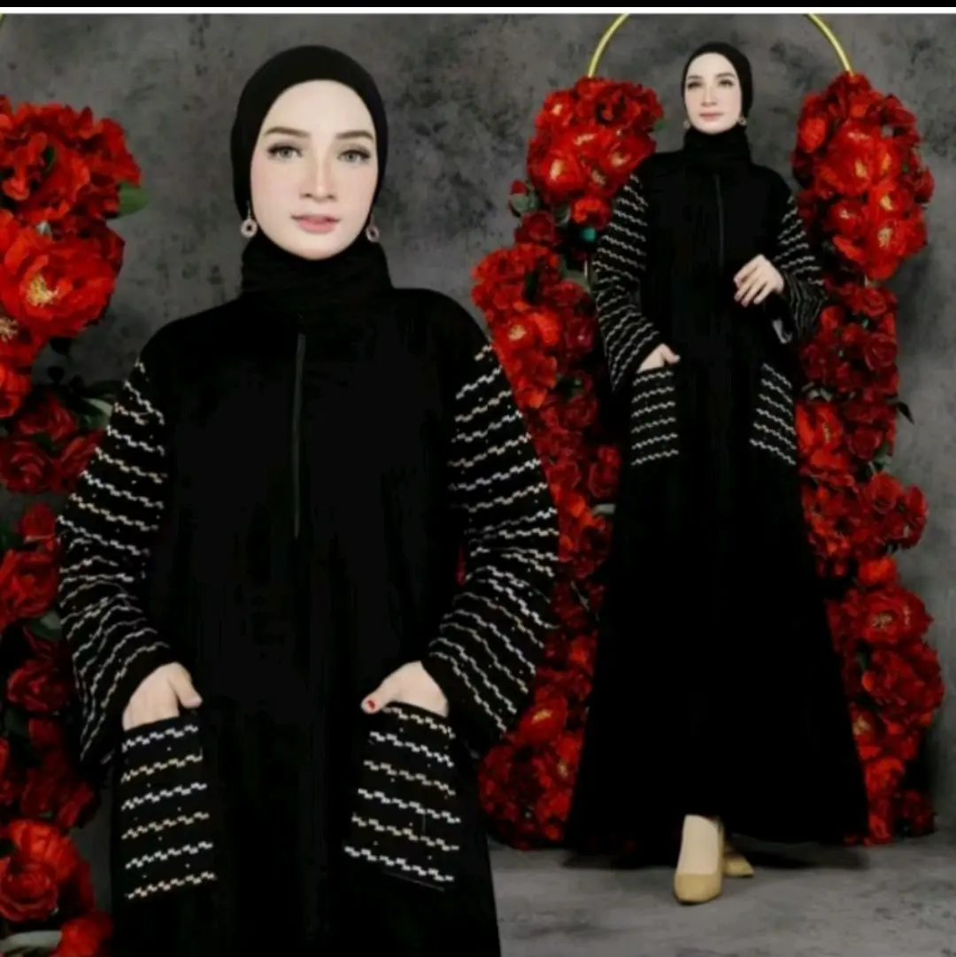 Abaya Hitam Gamis ziper Ziya busui Fashion Arab Syar'i by Safryna Grosir Abaya