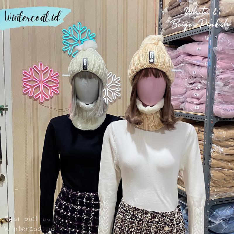 Beanie hat dan Neck warmer 1 set Bianca wanita anak cewek topi winter kupluk hangat tebal musim dingin 2