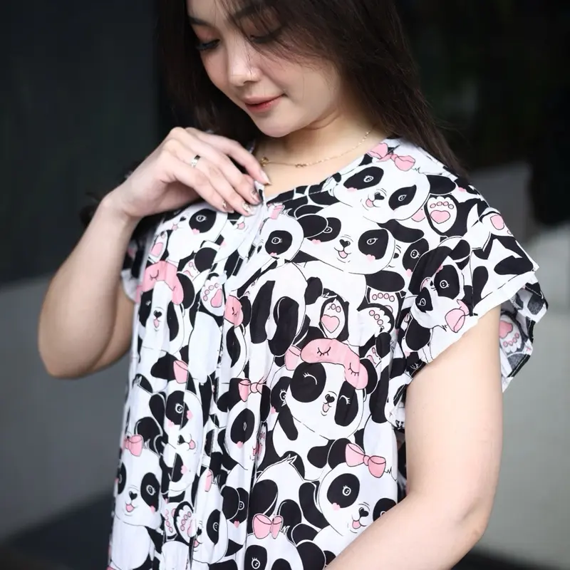 [DasterHitsMalang] One Set Aura Celana Panjang Lengan Rempel Lengan panjang Kancing Katun Rayon Baju Karet Wanita Setelan Pendek Motif Atasan Piyama 4