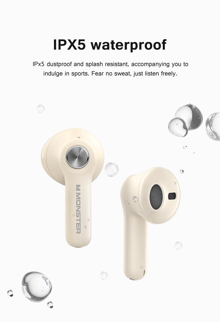 Product Introduction of Monster N-Lite 207 Wireless Earphone Bluetooth 5.4 Waterproof In-Ear HiFi Stereo Noise Canceling Wireless Earbuds With Microphone monster headphones 8