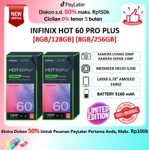 Infinix Hot 60 Pro Plus [8/128GB] [8/256GB] | Mediatek Helio G200 | AMOLED 144Hz Display | 5160 mAh | Garansi Resmi