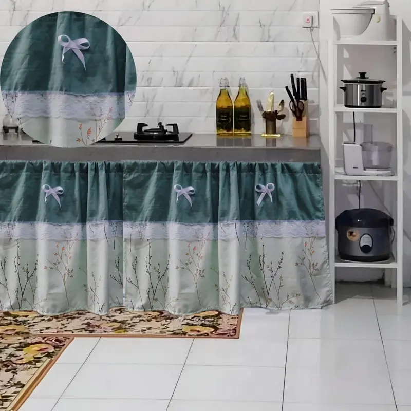 Gorden Kolong Dapur/Gorden Kolong Dapur Modern Sakura Kombinas Polos Estetik Kekinian Jendela 1