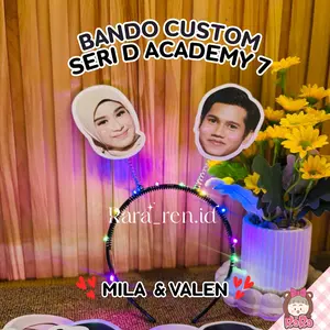 D'Academy Bando Tuing-Tuing Custom Muka Milen Mila Valen D'Academy 7 Tulisan Kado Wisuda Ulang Tahun Birthday KPOP Murah BANDO SUPPORTER Ringan Nyaman Warna Cerah Elastis