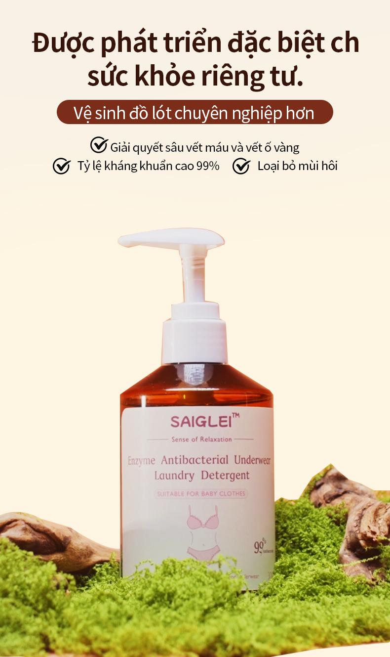 Product Introduction of [MUA 2 TẶNG 2 ] 2 CHAI Nước giặt đồ lót SAIGLEI hương hoa hồng 300ml , diệt khuẩn, diệt mạt 99.9%, làm sạch vết bẩn TẶNG 2 gói (20 viên) viên giặt quần áo SAIGLEI hương Pineapple Lily 0