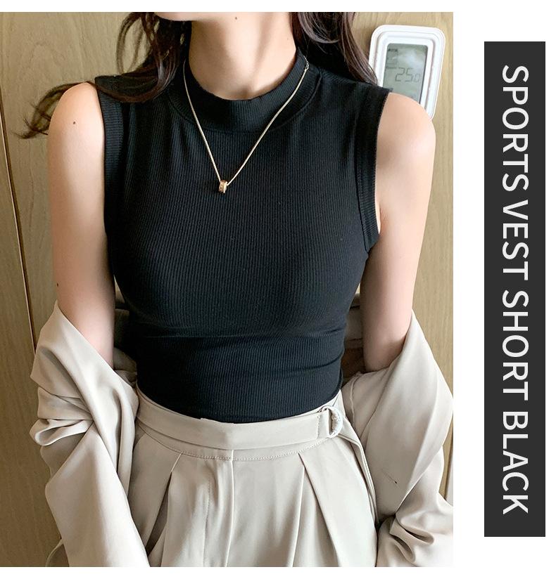 Product Introduction of Round neck thread base shirt for women with sleeveless vest suspender cover for breasts outside and inner tops new style hot base underwear outside and strapless beautiful back top 4